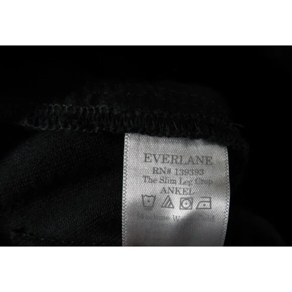 Everlane Women's The Slim Leg Crop Pants Cotton Twill Black -Pockets Size 00